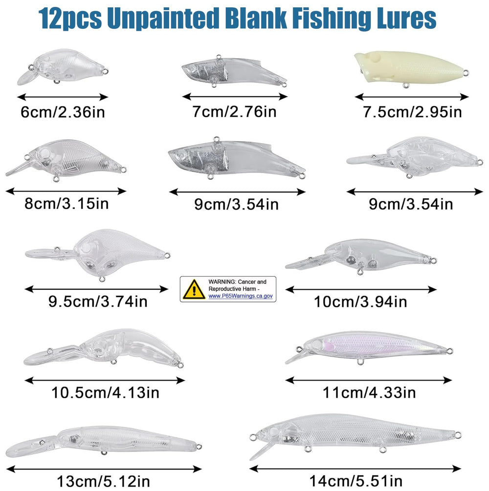 JSHANMEI blank lures with multiple sizes, perfect for personal color experiments and unique patterns