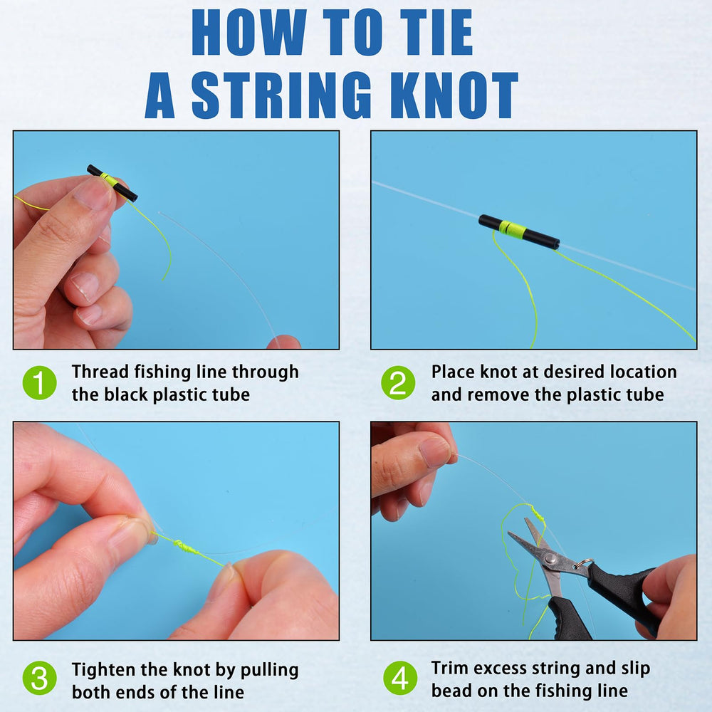 Threading bobber stop string through line