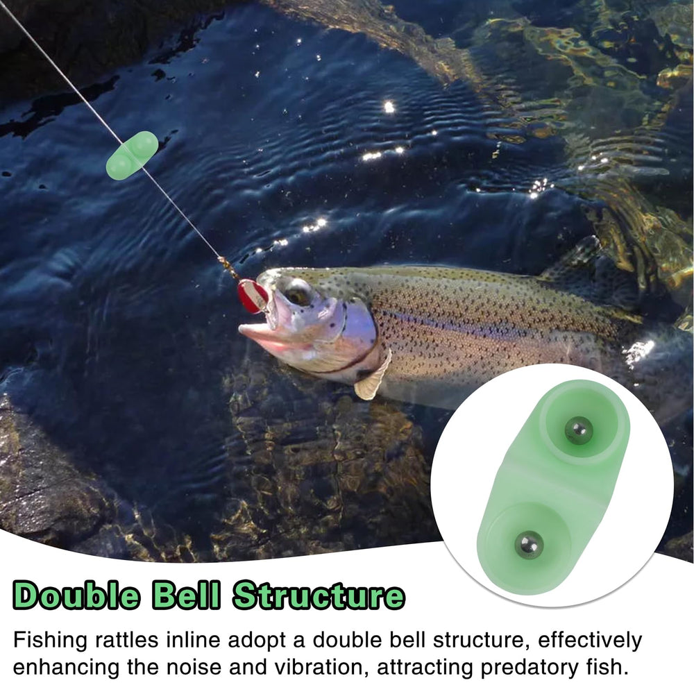 Compact, portable rattle beads for fishing tackle accessories