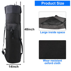 Exterior view showing external rod holders on the bag