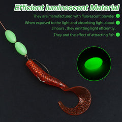 Glow beads attached to lure for night fishing
