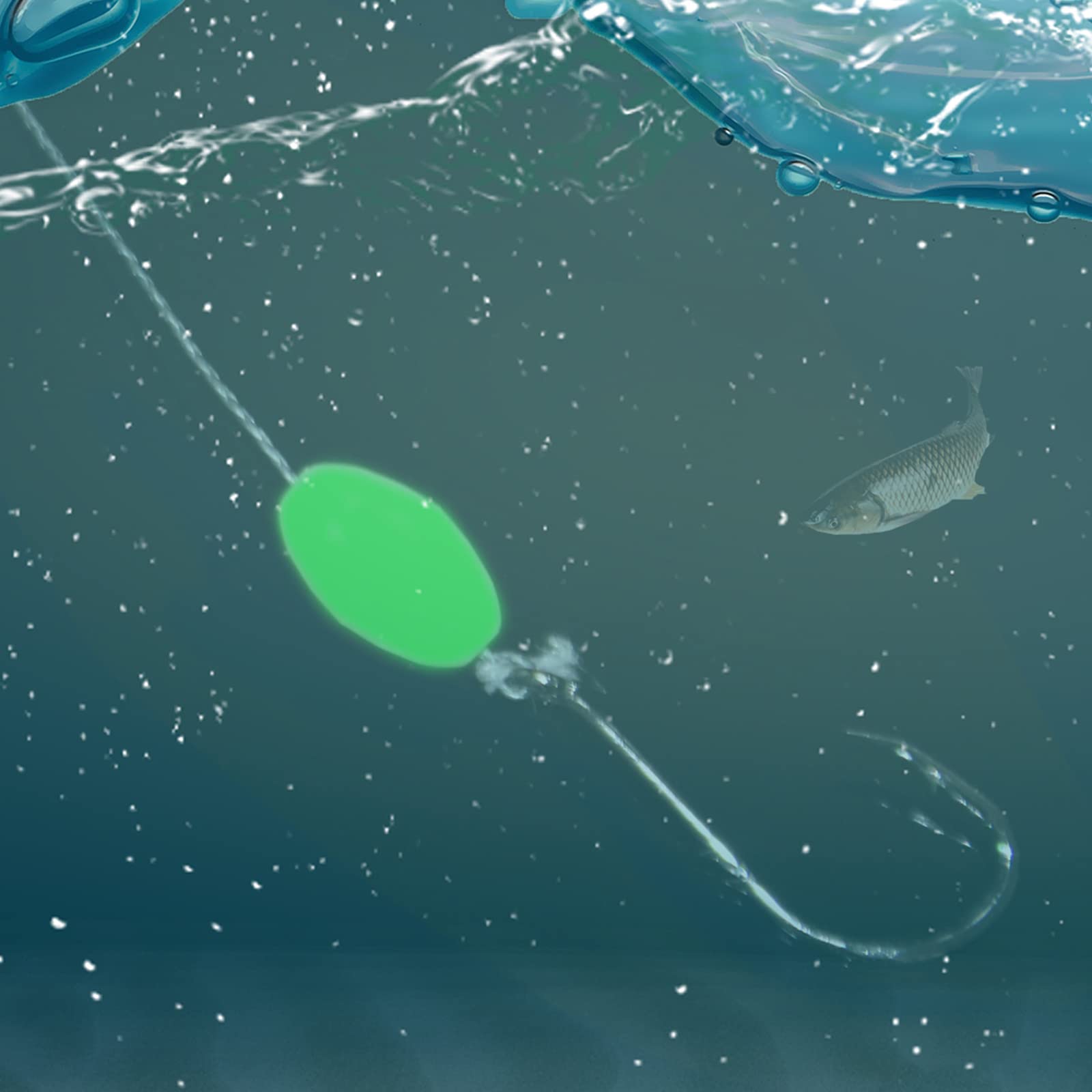 Glow beads used in deep water fishing setup