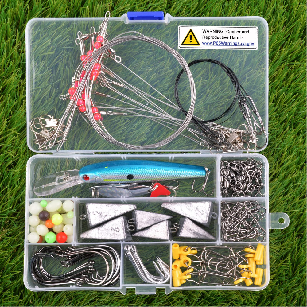 JSHANMEI saltwater tackle kit beads and swivels closeup for versatile rigging options.
