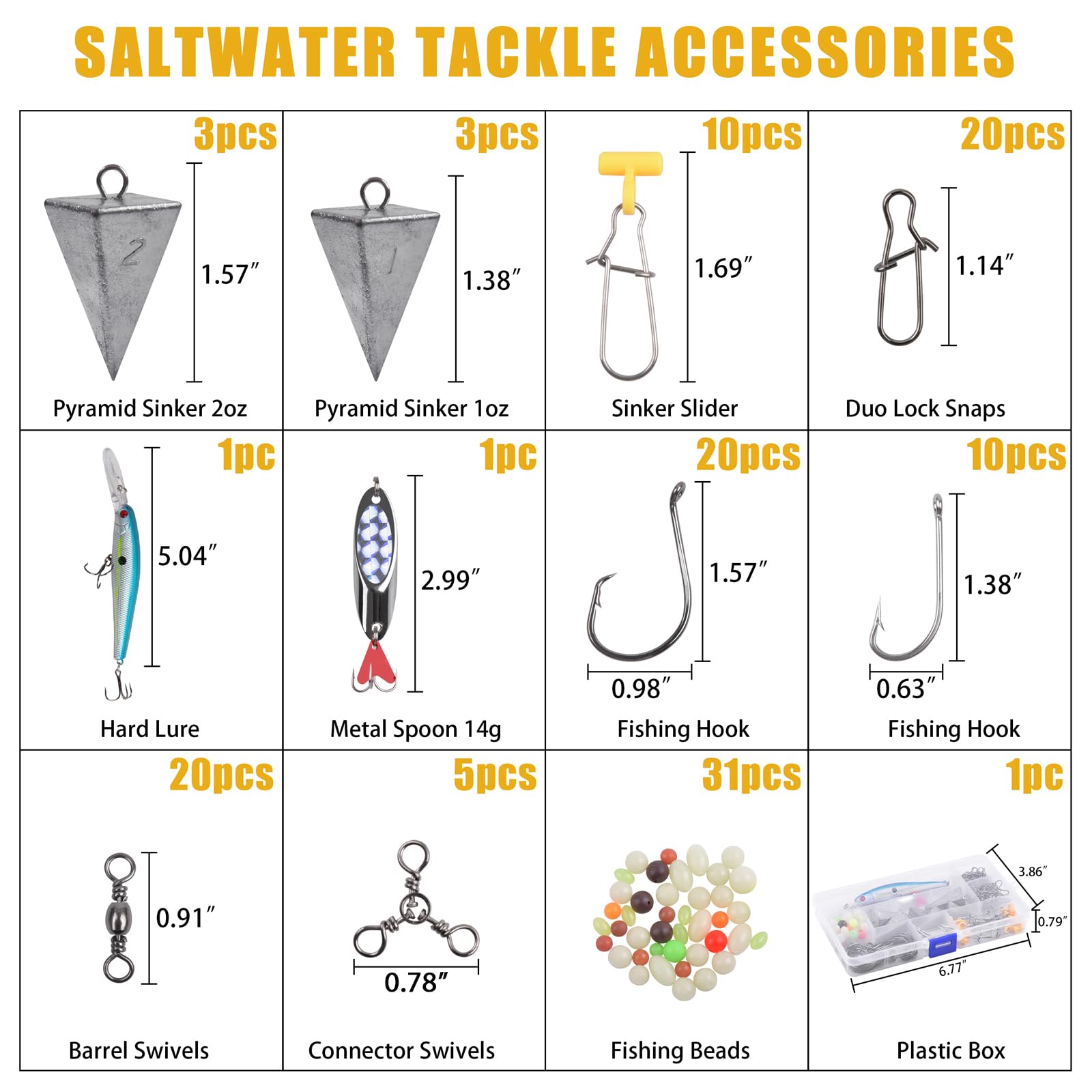 JSHANMEI saltwater tackle kit gear closeup shows durable lures for reliable saltwater fishing.