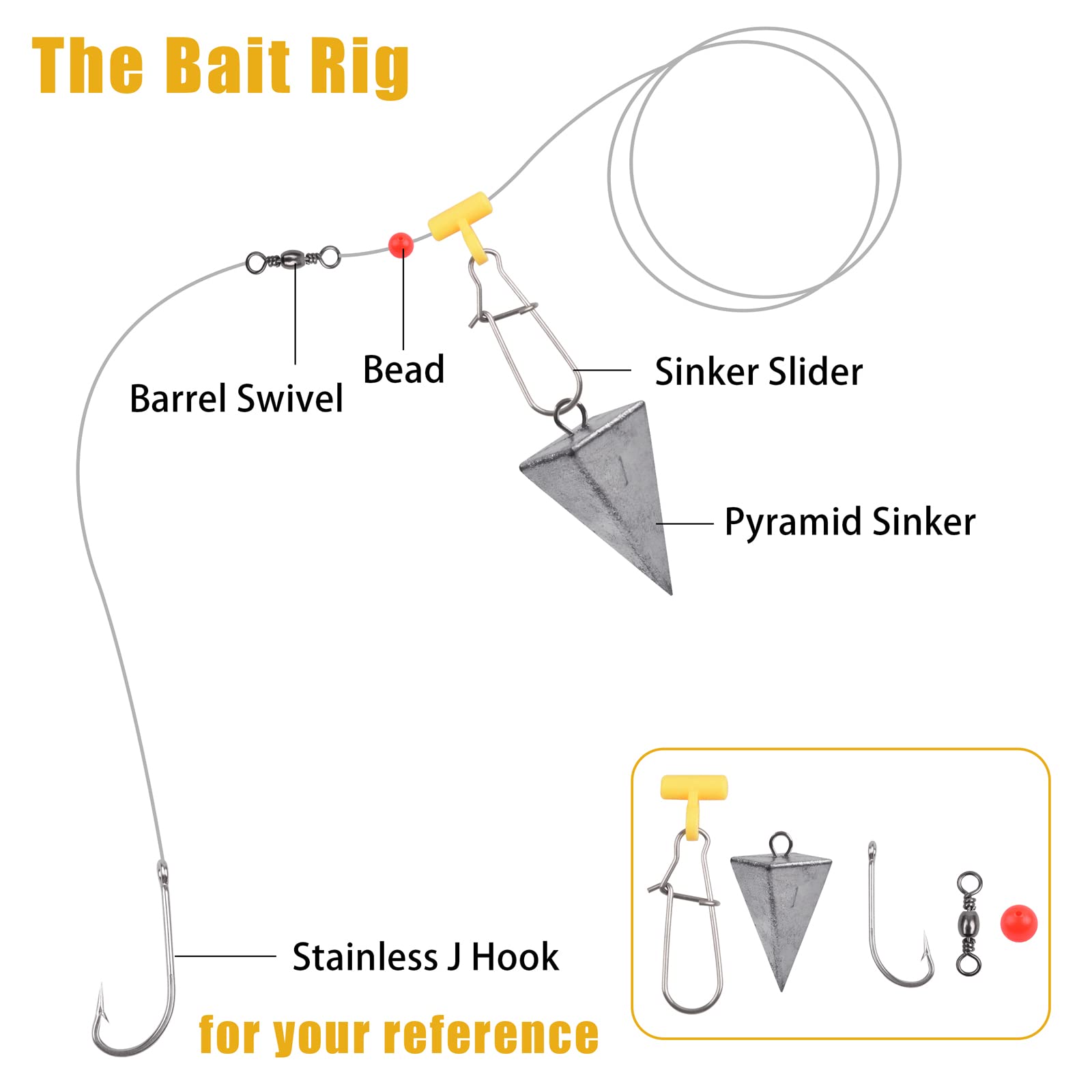 JSHANMEI saltwater tackle kit wire leader rigs closeup demonstrates strong, rust-resistant hardware.