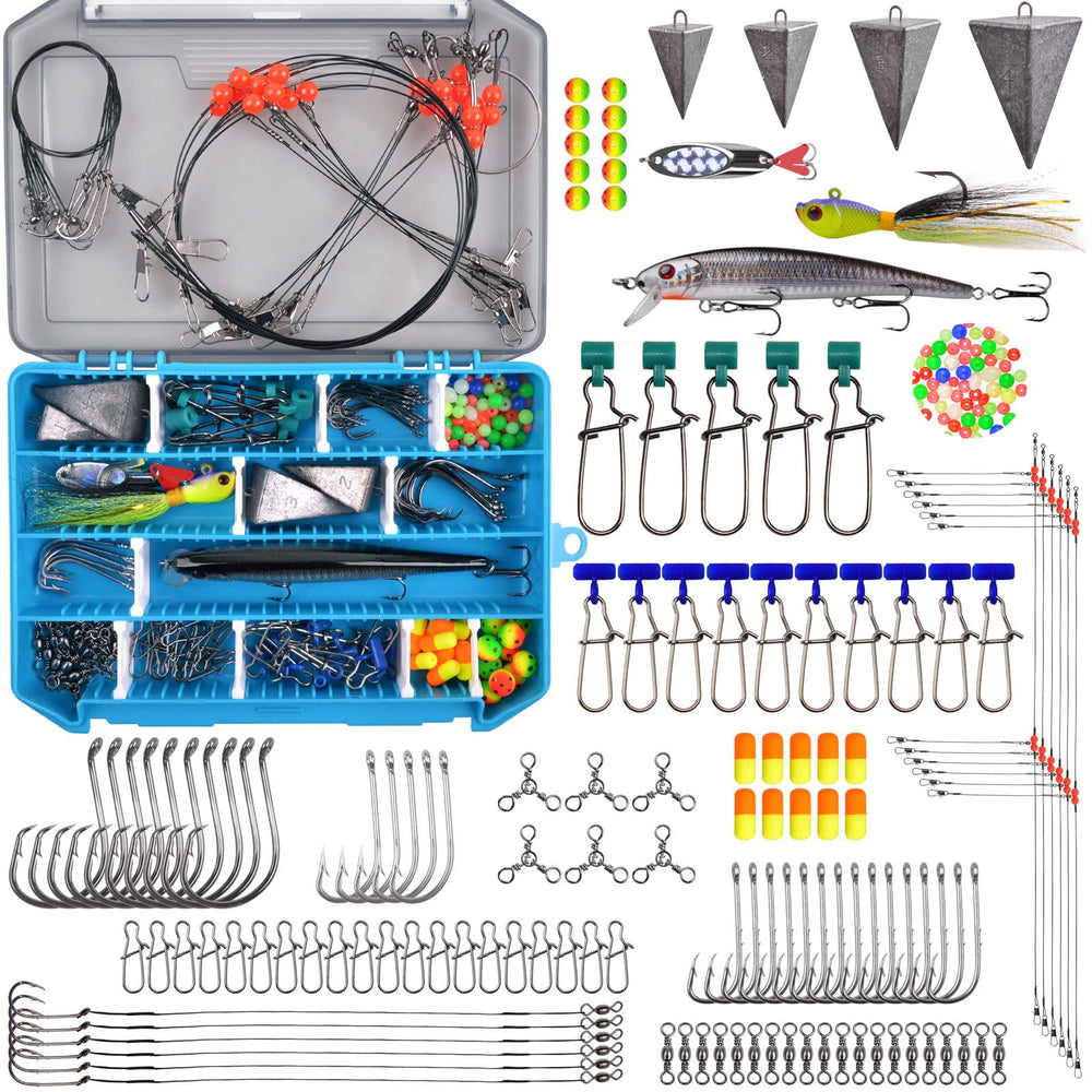 JSHANMEI Surf Fishing Kit front view shows a complete saltwater tackle setup for versatile rigs