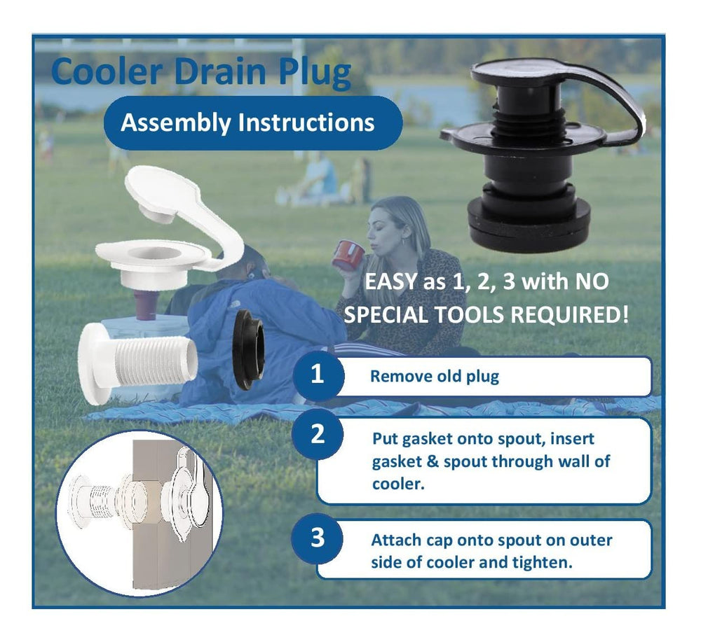 JSP Manufacturing 1.5-inch shaft drain plug kit compatible with Coleman Xtreme coolers