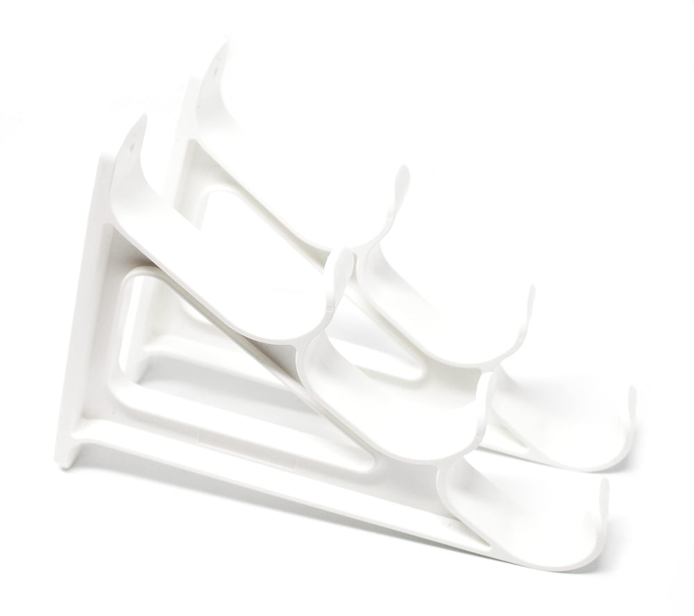 JSP Manufacturing fishing rod wall rack holds 3 rods for organized garage storage.