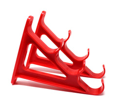 JSP Manufacturing red horizontal rod wall rack with two arms keeps gear organized