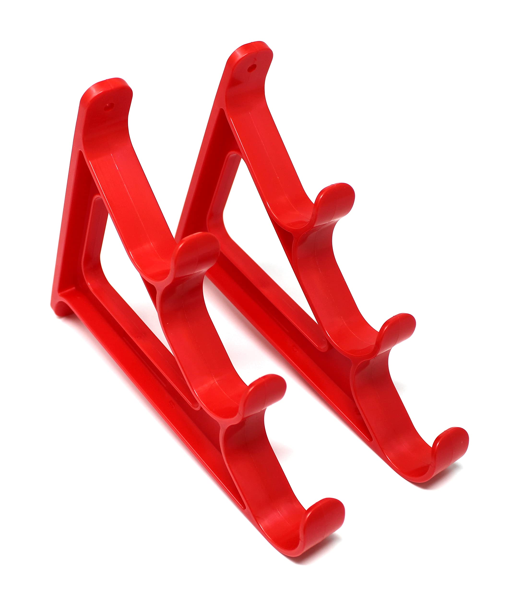 JSP Manufacturing red wall rack holds up to three rods for easy storage