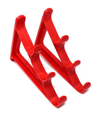 JSP Manufacturing red wall rack holds up to three rods for easy storage
