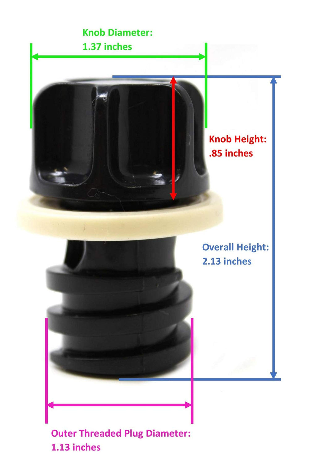 Teal screw-on drain plug by JSP for straightforward replacement and secure closure.