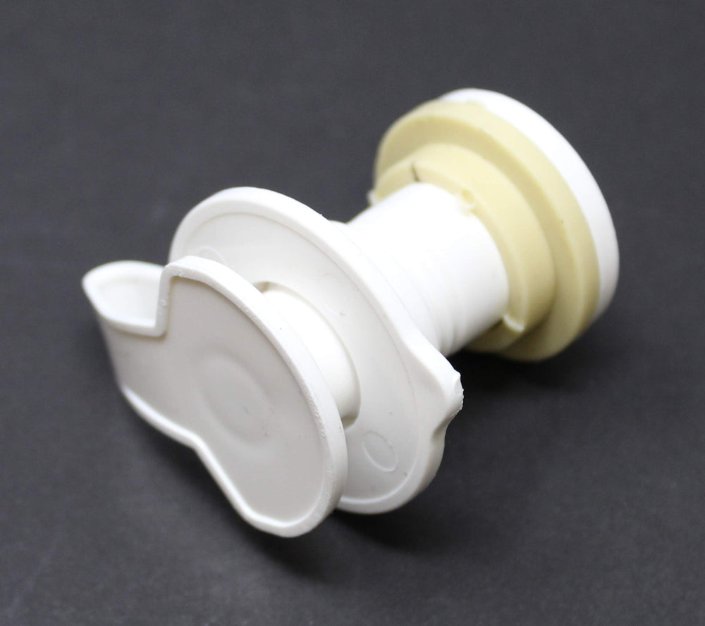 JSP Manufacturing white drain cap delivering a tight seal for storage.