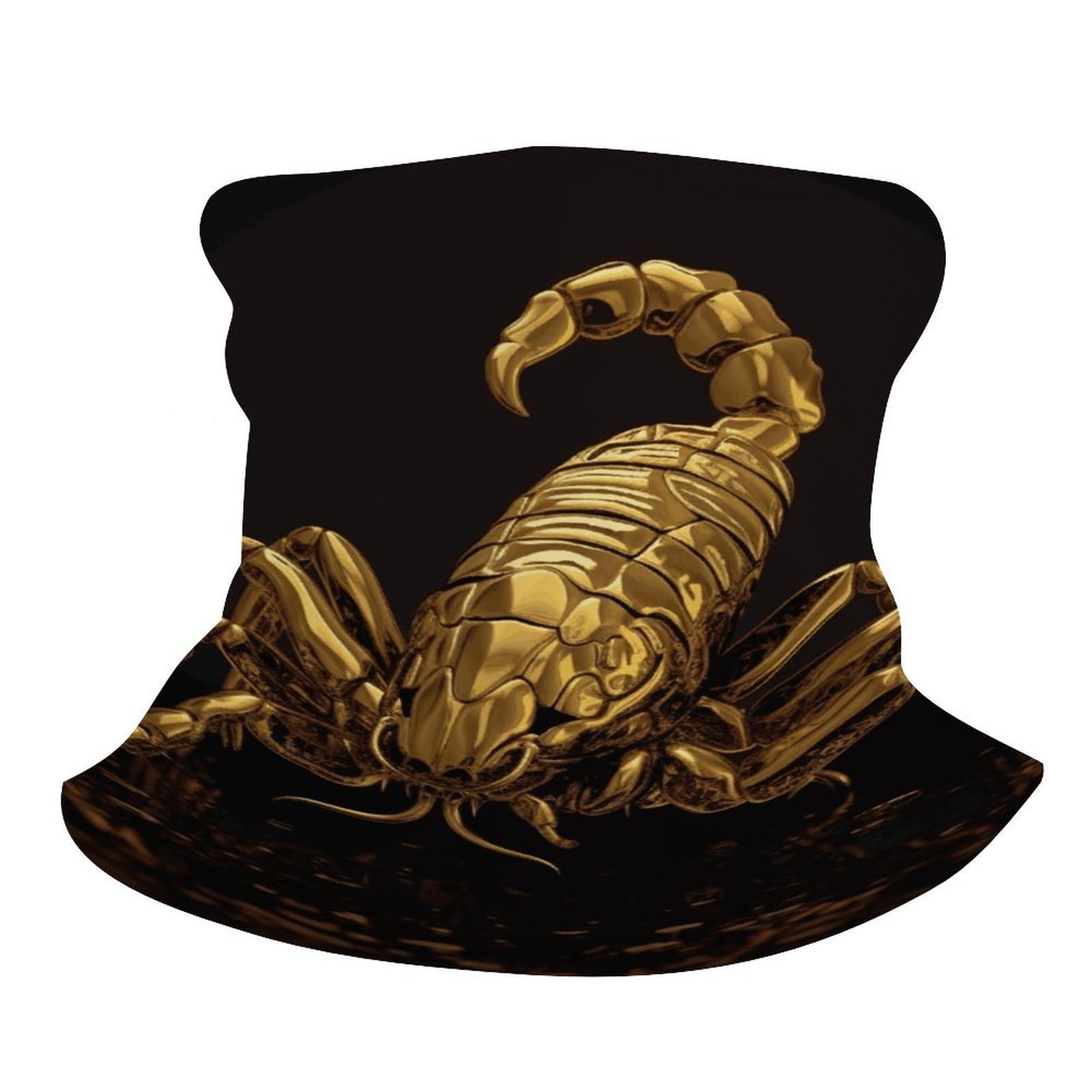 JTKBNVM Gold Scorpion gaiter worn as headband and scarf for versatile wear.