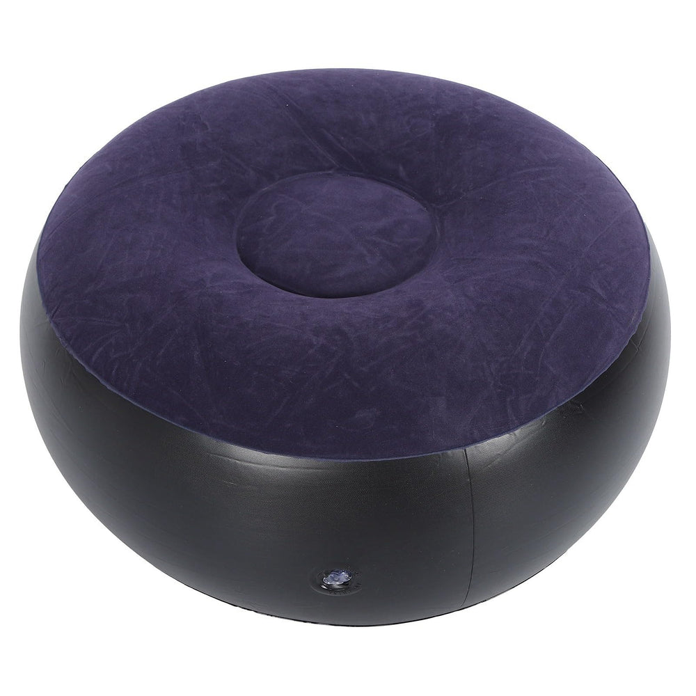 JTLB inflatable chair blue folded for easy transport and storage