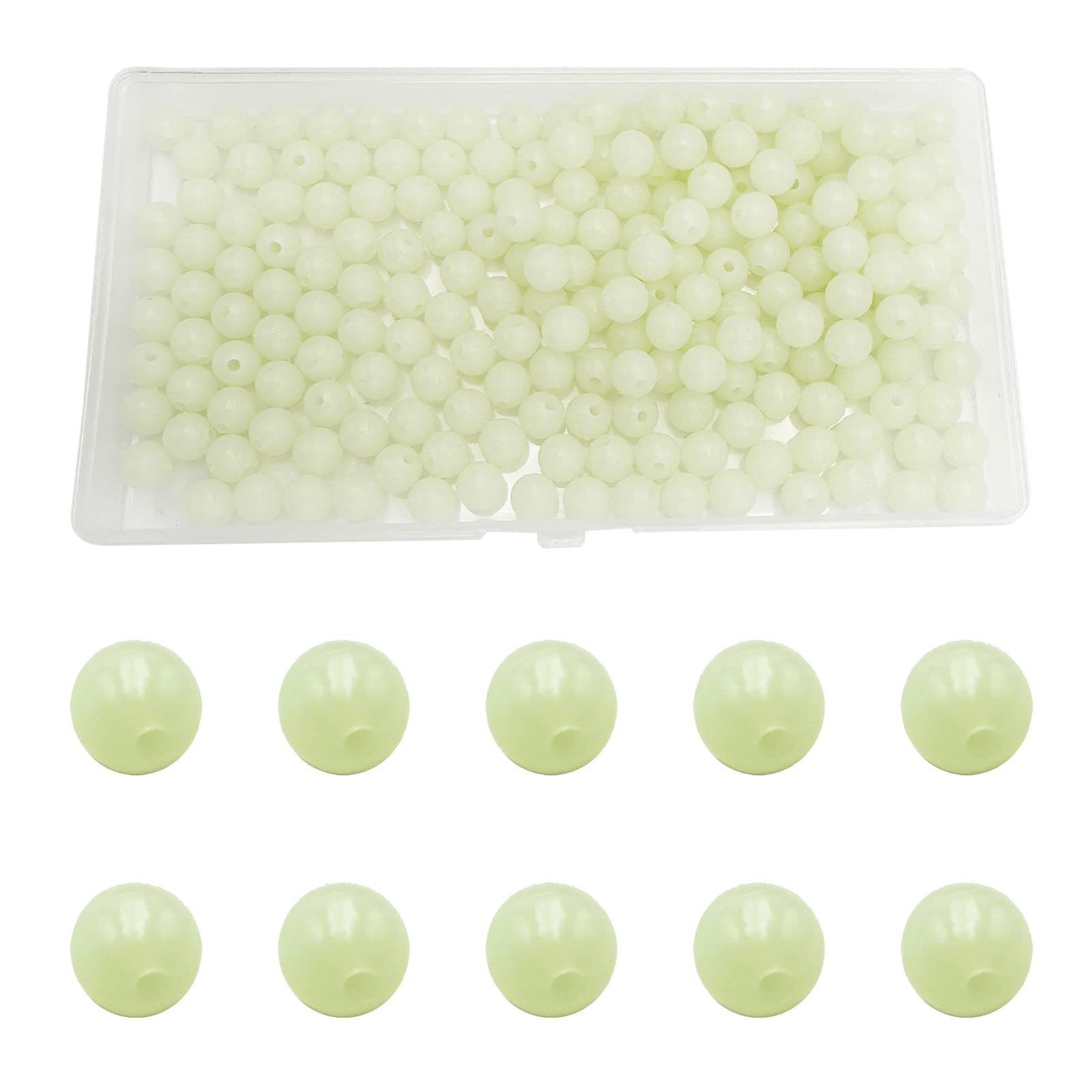 200 pieces glow fishing beads in a plastic storage box