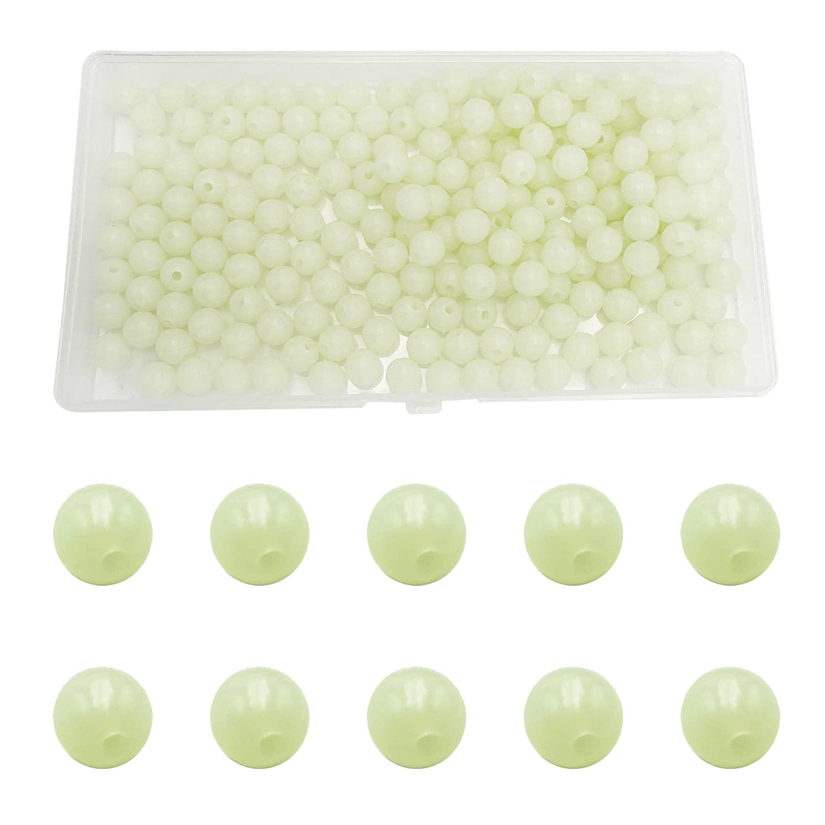 200 pieces glow fishing beads in a plastic storage box