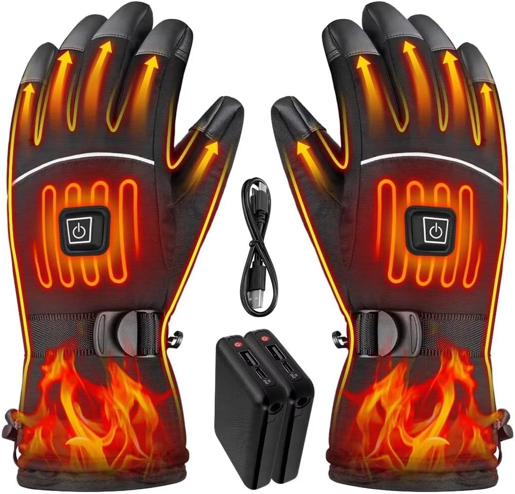 JUANWAN heated gloves with battery pocket provide extended warmth for outdoor activities.
