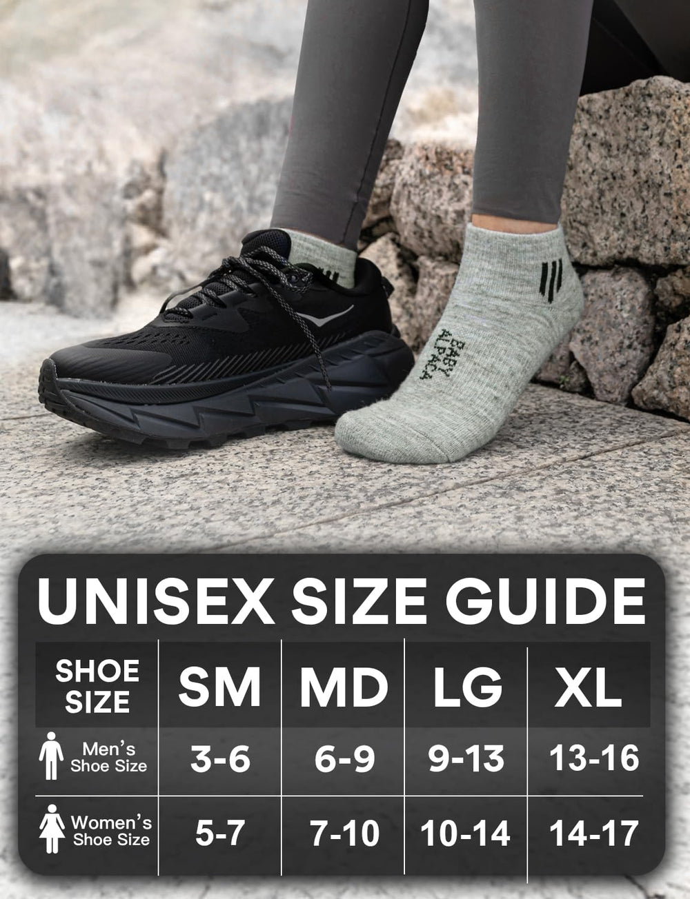 Juclise Alpaca Wool Ankle Socks highlighting moisture-wicking for dry feet during activity.