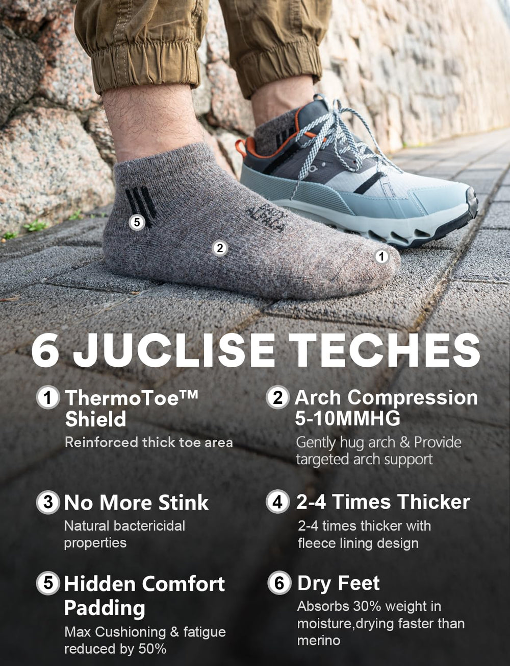 Juclise alpaca wool ankle socks midweight warmth and breathable knit for year-round wear.