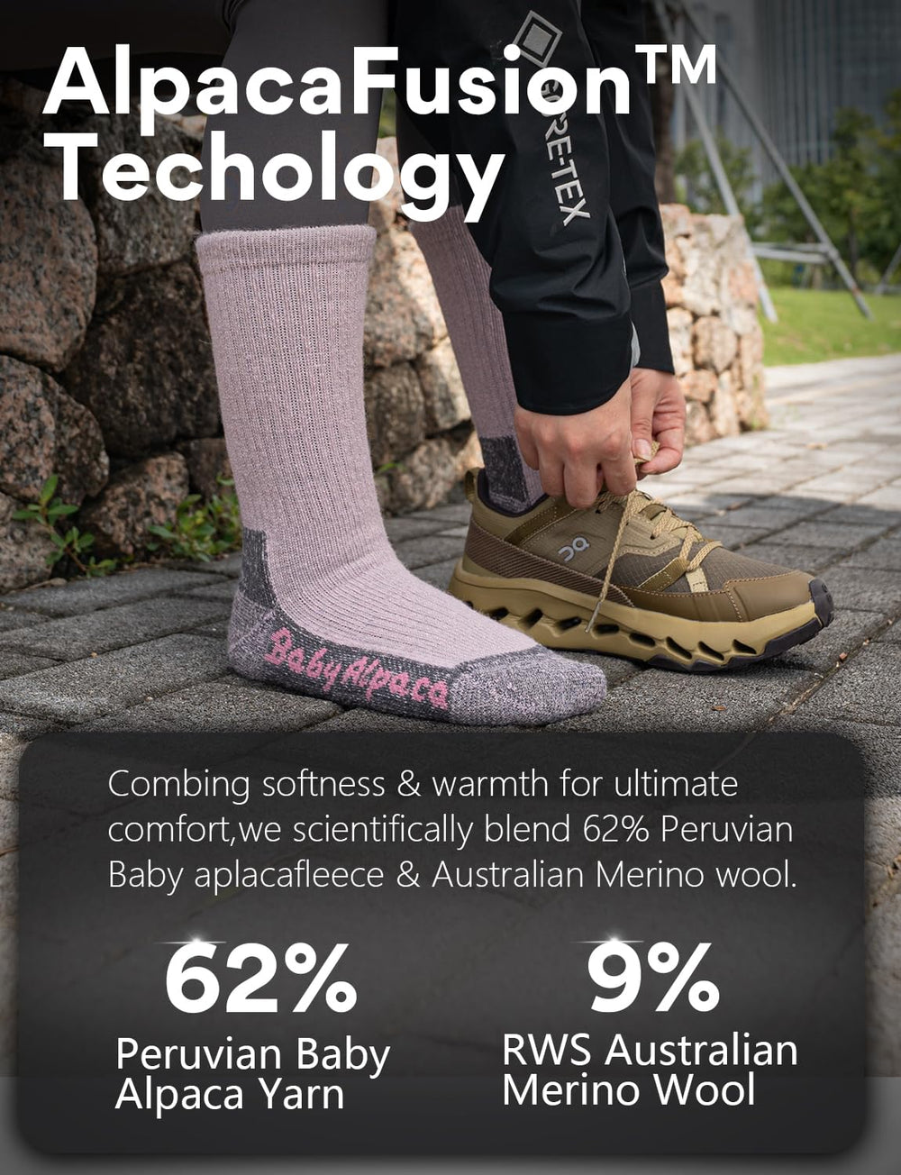 Juclise Alpaca Wool Hiking Socks moisture-wicking tech keeps feet fresh during long activities.
