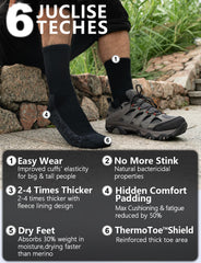 Juclise Alpaca Wool Warm Hiking Socks fleece interior close up highlights ultra warm insulation