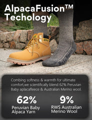 Juclise Alpaca Wool Warm Hiking Socks fuzzy interior detail emphasizes superior insulation.