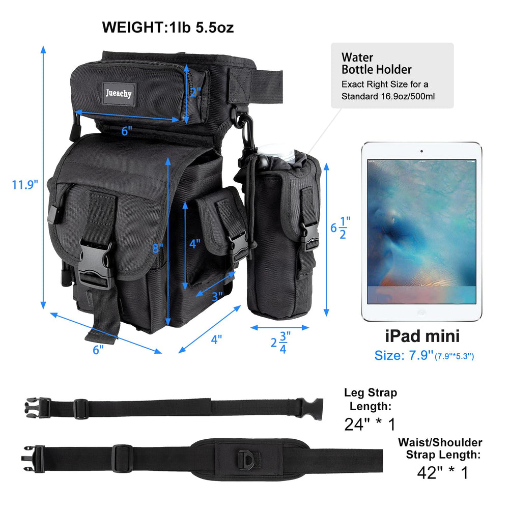 Jueachy Drop Leg Bag pockets open display organized storage options.