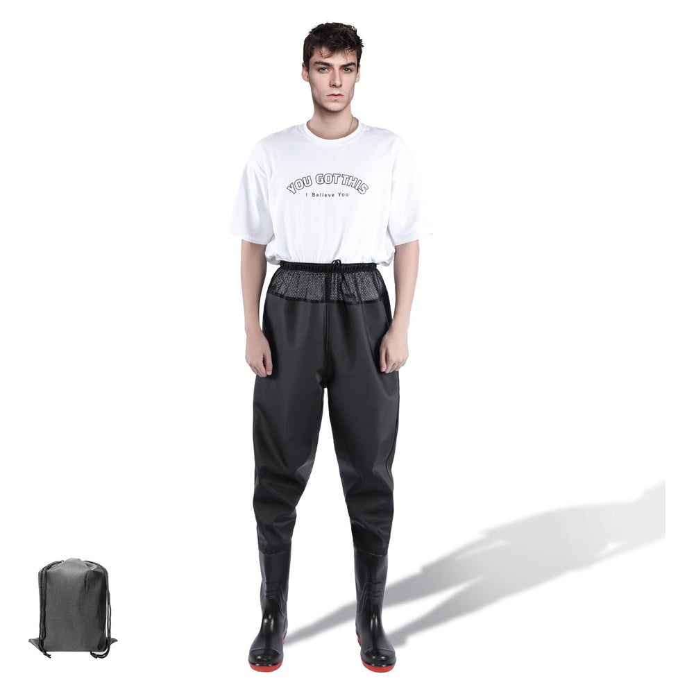 JUGATAMAIBU waders in black offer full-length waterproof protection for rivers and shores.