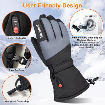 Jugevi heated gloves silicone-grip-palm improves grip in wet or snowy conditions.