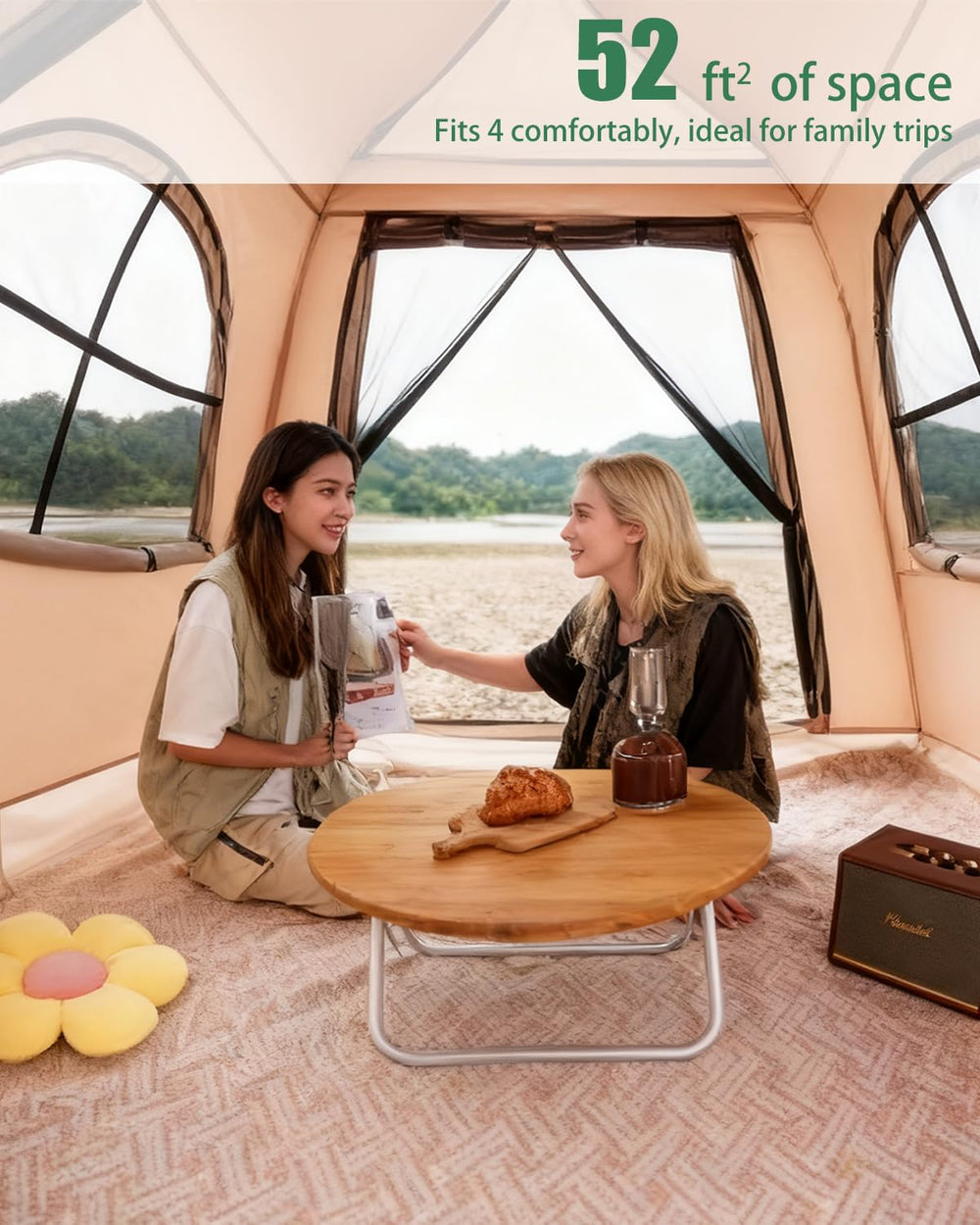 Juliful Unic 4-person-tent-spacious-floor offers room for four and gear