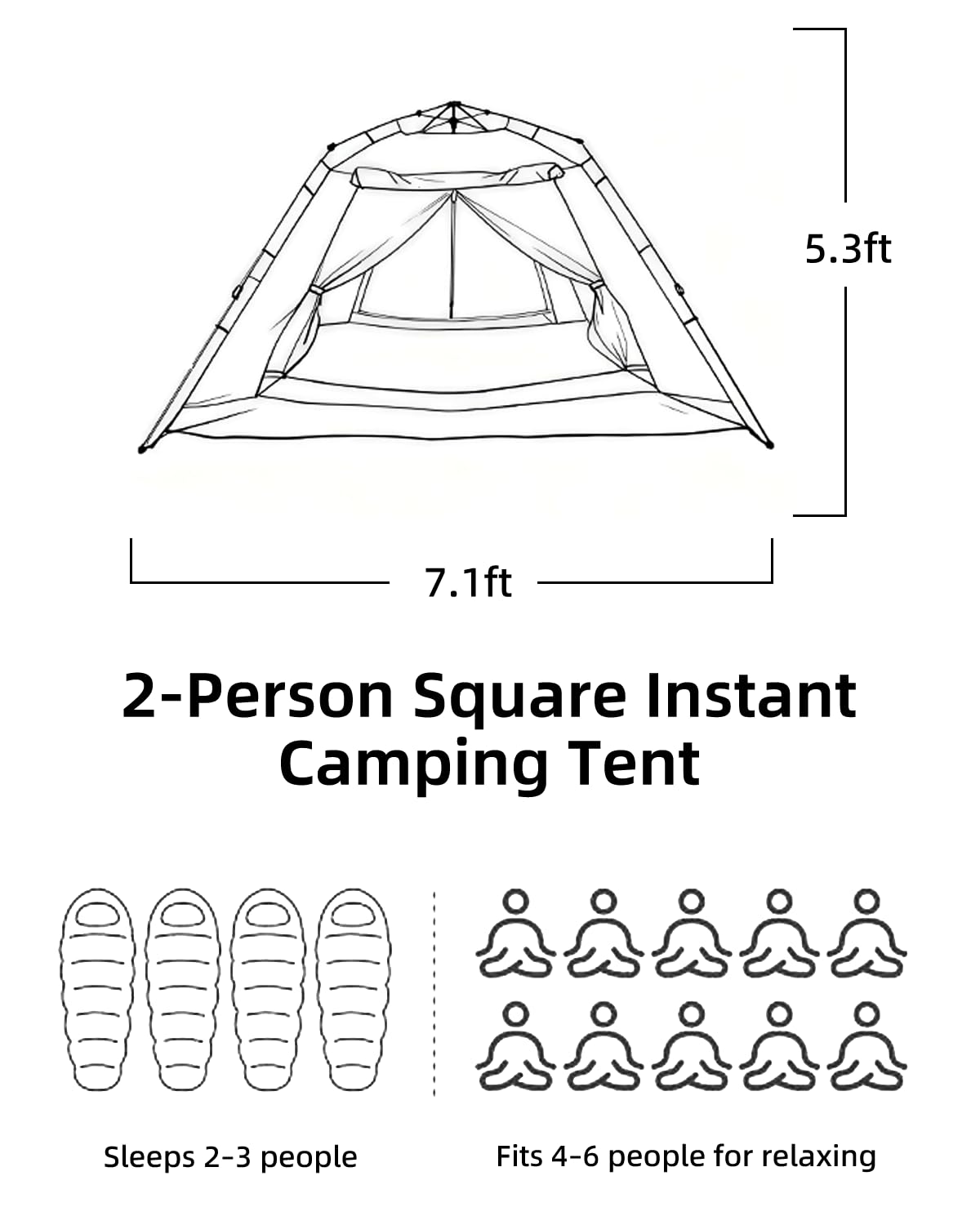 Juliful Unic Instant Camping Tent rainfly design allows airflow while protecting from rain