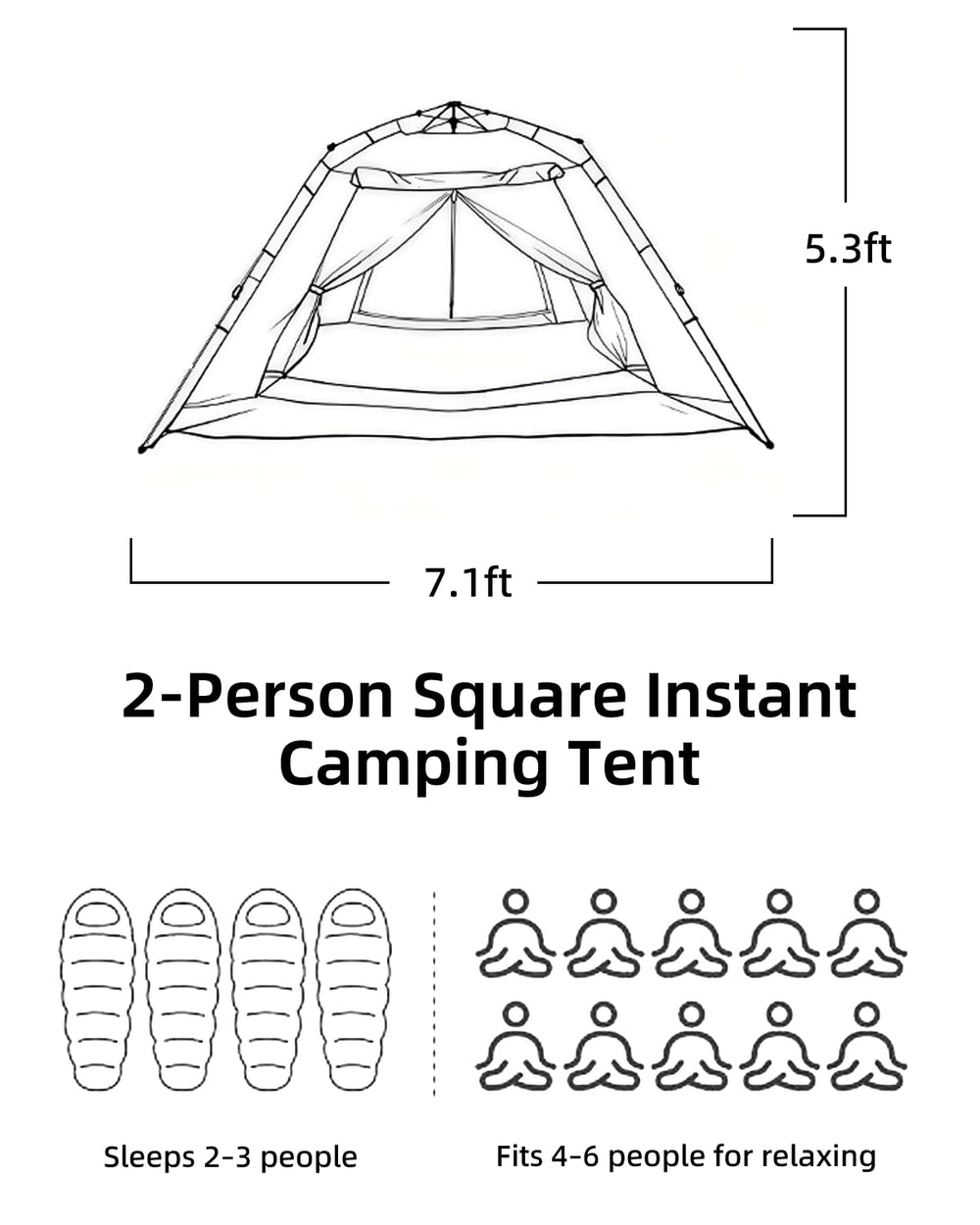 Juliful Unic Instant Camping Tent rainfly design allows airflow while protecting from rain