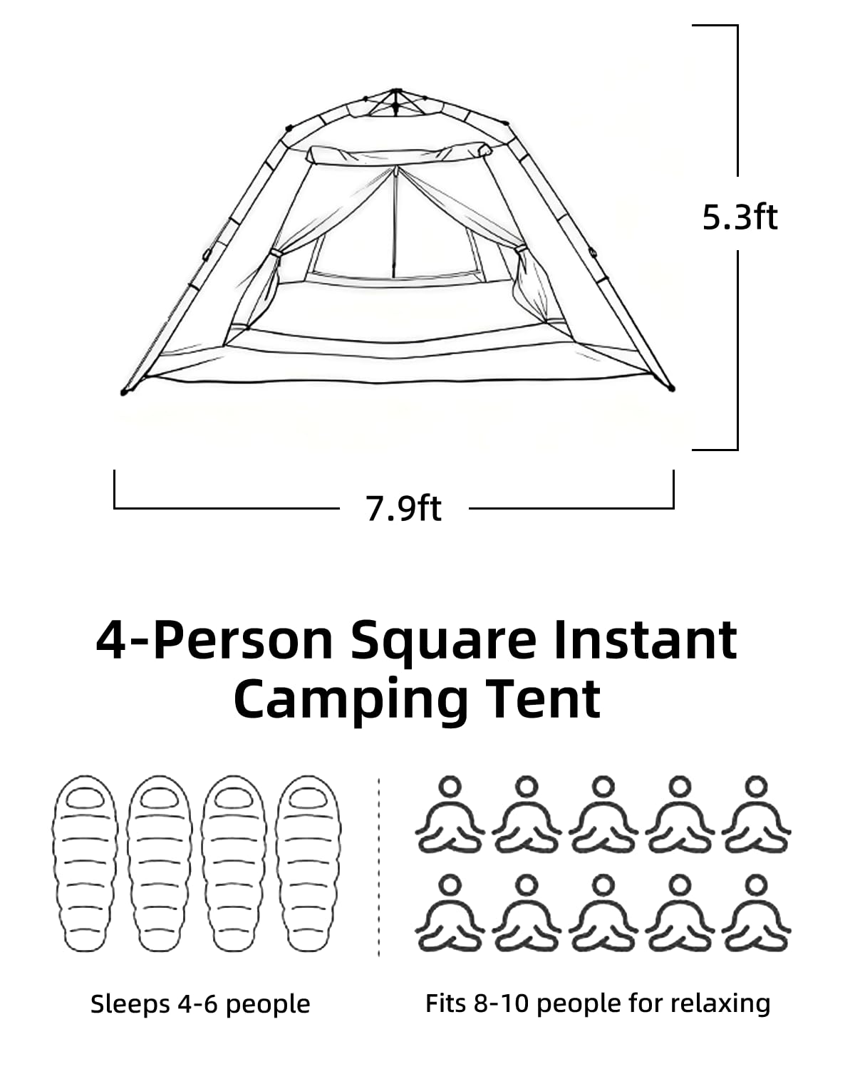 Juliful Unic Instant Tent stability from reinforced poles and Oxford fabric against wind.
