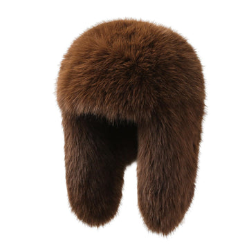 Julpsk winter warm faux fur trapper hat front view, plush warmth for cold days