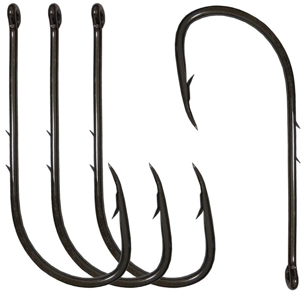 Jumping Fish carbon steel hooks highlighting corrosion resistance for water use.