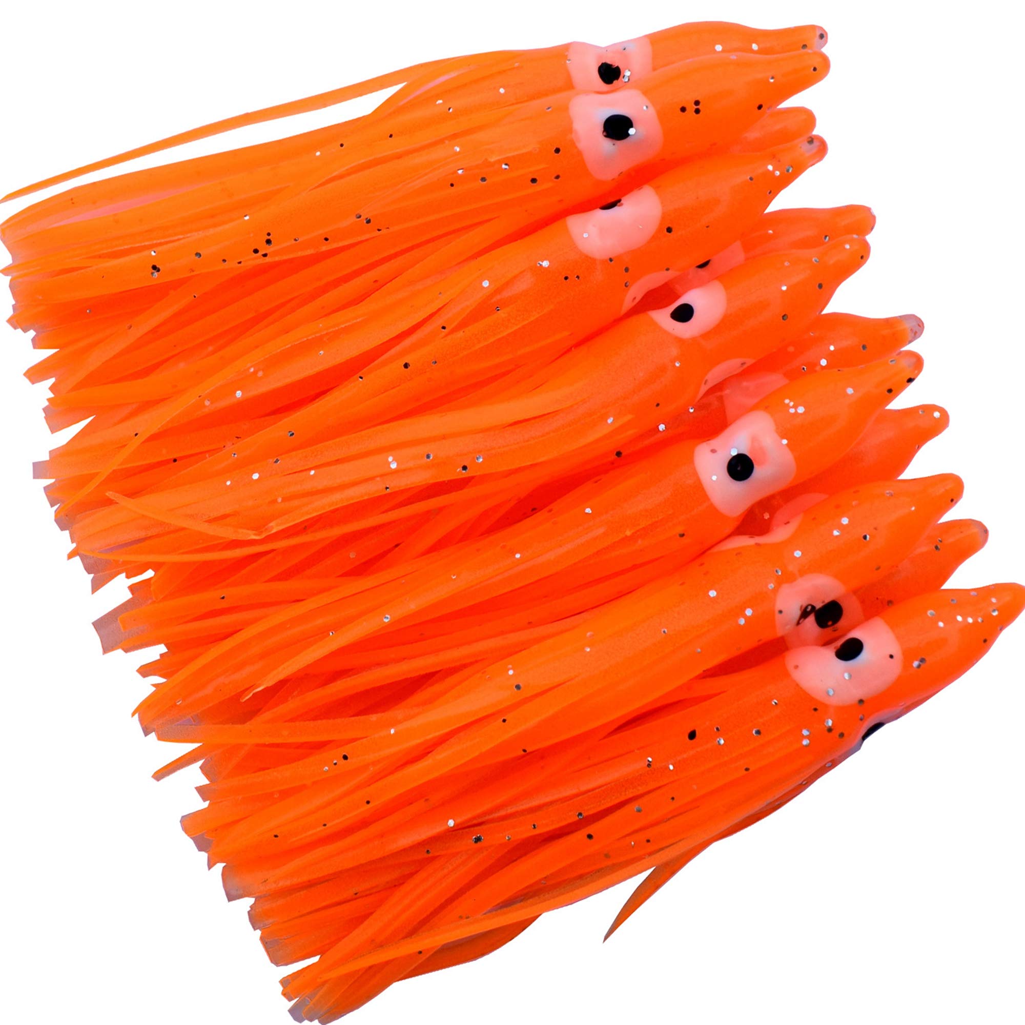 Jumping Fish octopus skirt lure, orange, 7.5 cm, versatile for saltwater and freshwater fishing