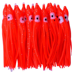 Jumping Fish octopus skirt lure in red for versatile saltwater and freshwater fishing