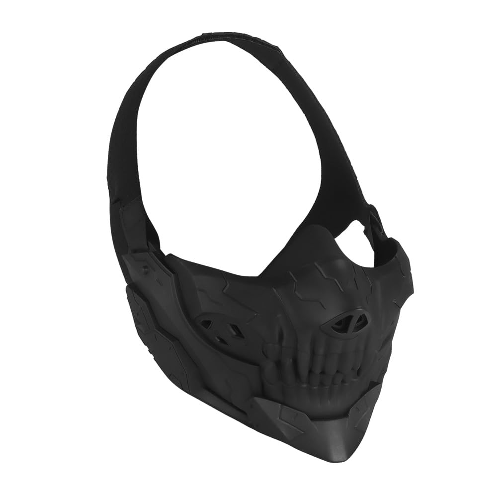 Jungle Leopard airsoft mask with skull half-face design in silver red black for immersive look