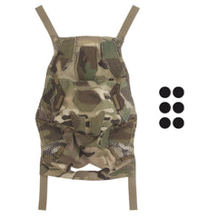 Jungle Leopard helmet cover with attachment panel for accessories and NVG compatibility.