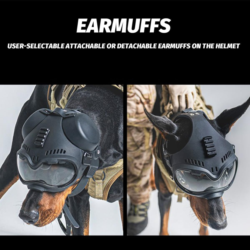 Jungle Leopard K9 helmet with removable earmuffs for customization.