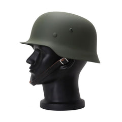 Jungle Leopard M35 helmet leather liner closeup, detailed texture and period styling.