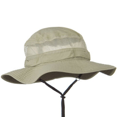 Juniper UV 50+ Side Mesh Talson Bucket Hat Khaki, chin cord with toggle for secure fit