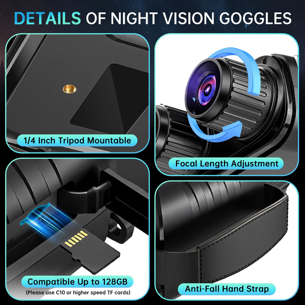 JUOIFIP night vision binoculars built-in tripod mount for versatile steady shots.