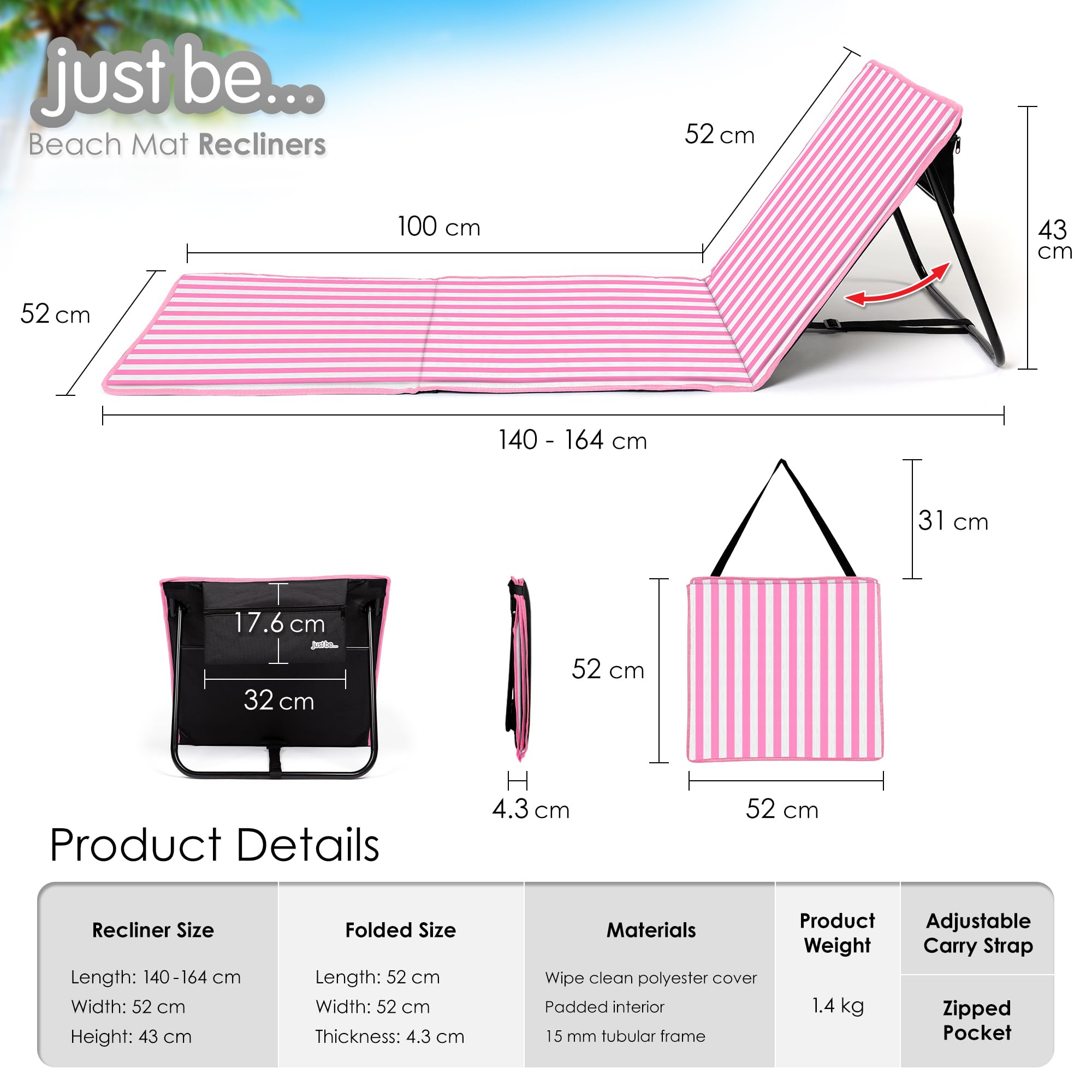 Just Be Beach Sun Mat ideal for park lounging and picnics