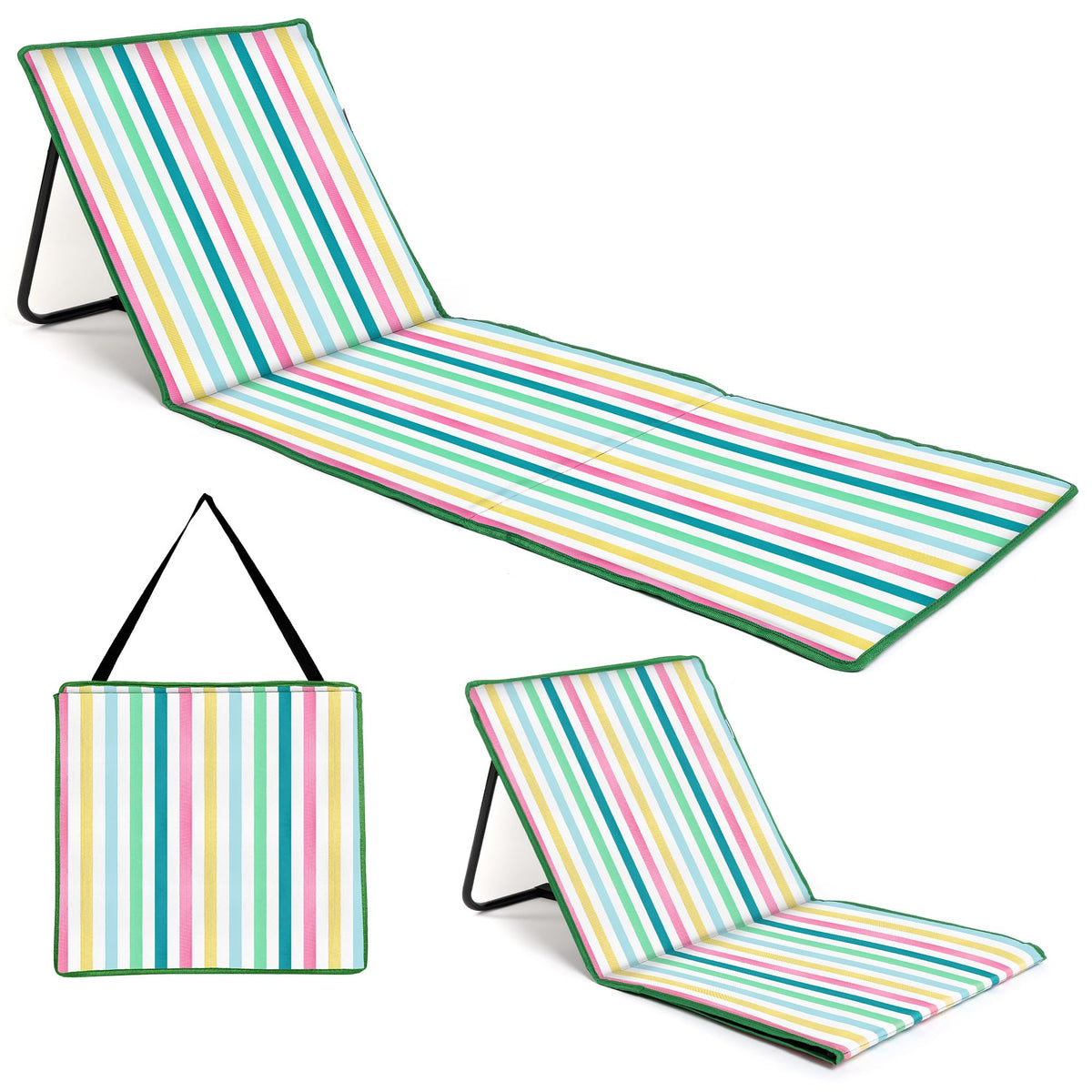 Just Be... Beach Sun Mat recliner folded compactly for easy transport.