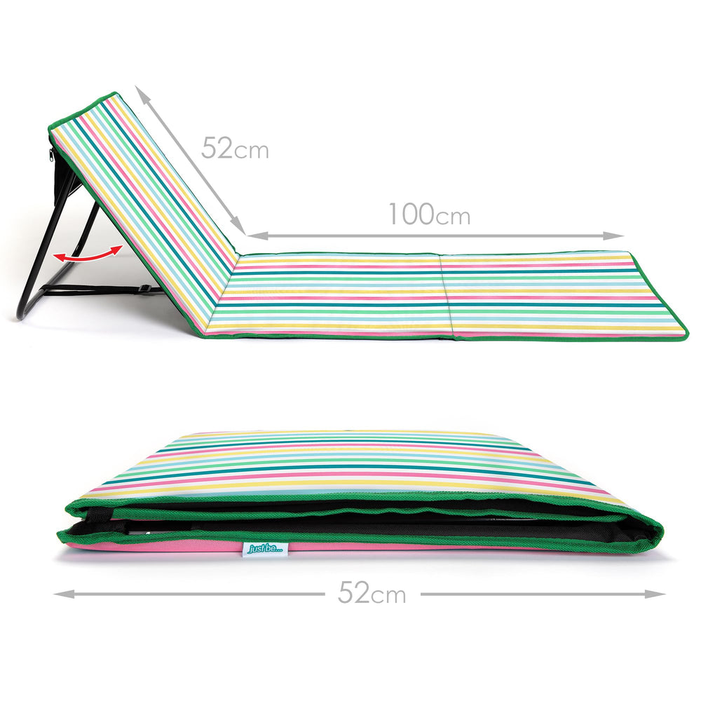 Just Be... Beach Sun Mat recliner horizontal lounging position for sunbathing.