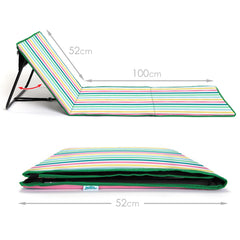 Just Be... Beach Sun Mat recliner horizontal lounging position for sunbathing.