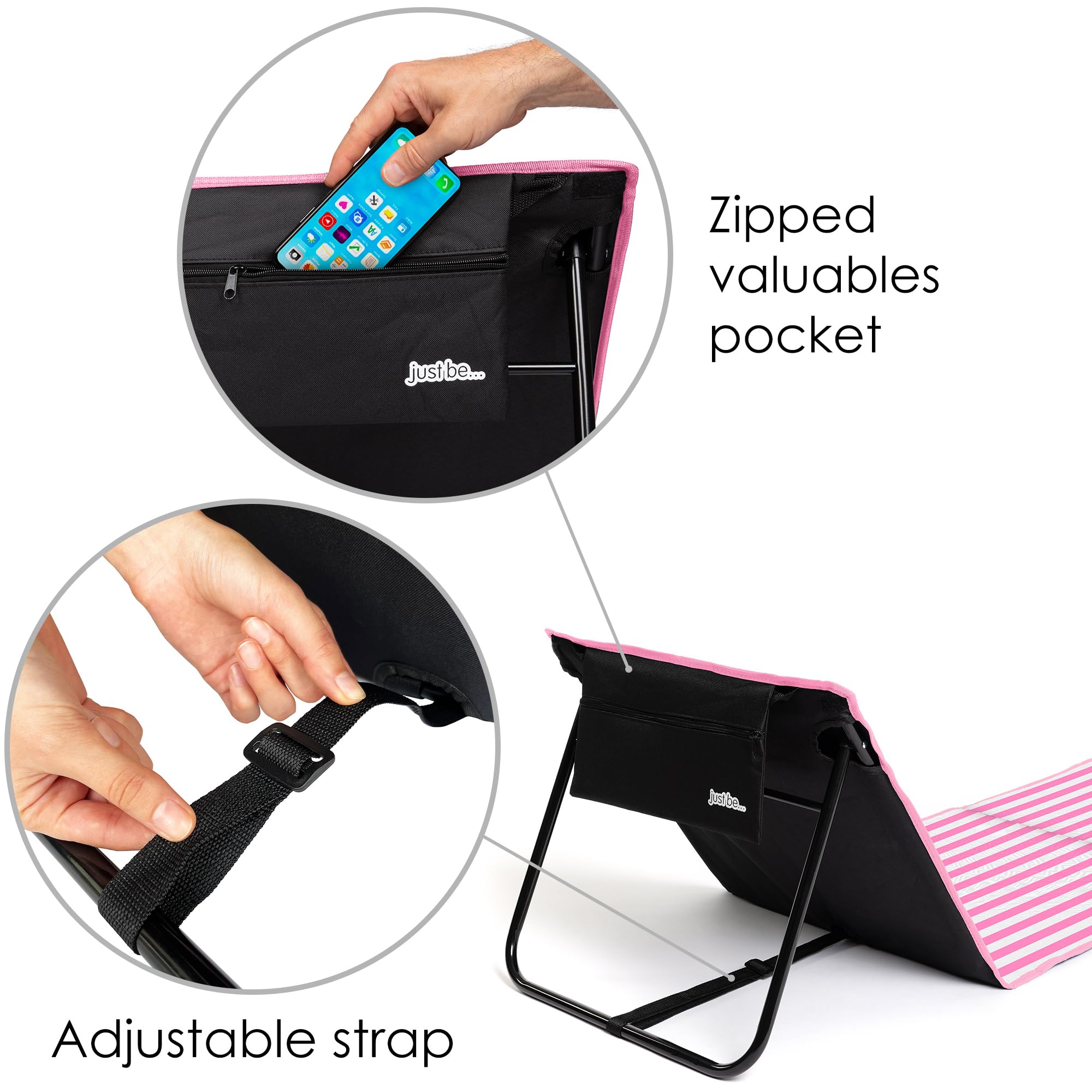 Just Be Beach Sun Mat valuables pocket keeps essentials secure