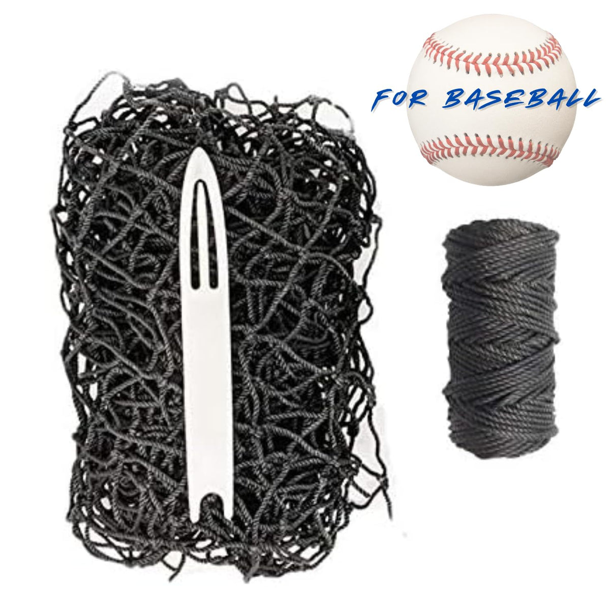 Just For Nets JFN netting repair kit for #42 nylon baseball net enables quick DIY fixes.